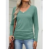image:imageANRABESS Long Sleeve Shirts for Women V Neck Ruched Side Fall TopsLight Green