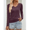 image:imageANRABESS Long Sleeve Shirts for Women V Neck Ruched Side Fall TopsMaroon
