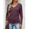 image:imageANRABESS Long Sleeve Shirts for Women V Neck Ruched Side Fall TopsMaroon