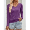 image:imageANRABESS Long Sleeve Shirts for Women V Neck Ruched Side Fall TopsPurple
