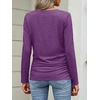 image:imageANRABESS Long Sleeve Shirts for Women V Neck Ruched Side Fall TopsPurple