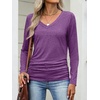 image:imageANRABESS Long Sleeve Shirts for Women V Neck Ruched Side Fall TopsPurple