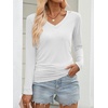 image:imageANRABESS Long Sleeve Shirts for Women V Neck Ruched Side Fall TopsWhite