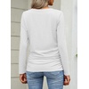 image:imageANRABESS Long Sleeve Shirts for Women V Neck Ruched Side Fall TopsWhite