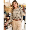 image:imageANRABESS Women Boat Neck Top Fall Long Sleeve Shirts Layer TeeApricot Black Floral