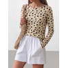 image:imageANRABESS Women Boat Neck Top Fall Long Sleeve Shirts Layer TeeApricot Black Floral