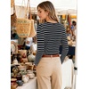 image:imageANRABESS Women Boat Neck Top Fall Long Sleeve Shirts Layer TeeBlack White Stripe