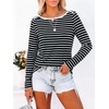 image:imageANRABESS Women Boat Neck Top Fall Long Sleeve Shirts Layer TeeBlack White Stripe