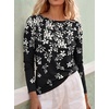 image:imageANRABESS Women Boat Neck Top Fall Long Sleeve Shirts Layer TeeBlcak White Leaf