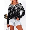 image:imageANRABESS Women Boat Neck Top Fall Long Sleeve Shirts Layer TeeBlcak White Leaf