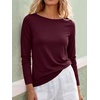 image:imageANRABESS Women Boat Neck Top Fall Long Sleeve Shirts Layer TeeBurgundy