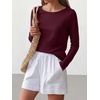 image:imageANRABESS Women Boat Neck Top Fall Long Sleeve Shirts Layer TeeBurgundy