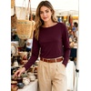 image:imageANRABESS Women Boat Neck Top Fall Long Sleeve Shirts Layer TeeBurgundy