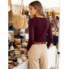 image:imageANRABESS Women Boat Neck Top Fall Long Sleeve Shirts Layer TeeBurgundy