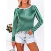 image:imageANRABESS Women Boat Neck Top Fall Long Sleeve Shirts Layer TeeGreen White Stripe