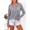 image:imageANRABESS Women Boat Neck Top Fall Long Sleeve Shirts Layer TeeGrey White Floral