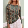image:imageANRABESS Women Boat Neck Top Fall Long Sleeve Shirts Layer TeeLake Floral