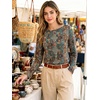 image:imageANRABESS Women Boat Neck Top Fall Long Sleeve Shirts Layer TeeLake Floral