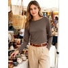 image:imageANRABESS Women Boat Neck Top Fall Long Sleeve Shirts Layer TeeLight Coffee