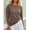 image:imageANRABESS Women Boat Neck Top Fall Long Sleeve Shirts Layer TeeLight Coffee