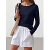 image:imageANRABESS Women Boat Neck Top Fall Long Sleeve Shirts Layer TeeNavy Blue