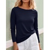 image:imageANRABESS Women Boat Neck Top Fall Long Sleeve Shirts Layer TeeNavy Blue