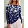 image:imageANRABESS Women Boat Neck Top Fall Long Sleeve Shirts Layer TeeNavy White Leaf