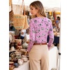 image:imageANRABESS Women Boat Neck Top Fall Long Sleeve Shirts Layer TeePink Black Floral