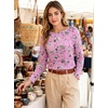 image:imageANRABESS Women Boat Neck Top Fall Long Sleeve Shirts Layer TeePink Black Floral