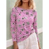 image:imageANRABESS Women Boat Neck Top Fall Long Sleeve Shirts Layer TeePink Black Floral
