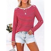 image:imageANRABESS Women Boat Neck Top Fall Long Sleeve Shirts Layer TeeRed White Stripe