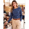 image:imageANRABESS Women Boat Neck Top Fall Long Sleeve Shirts Layer TeeRoayl Blue Floral