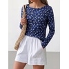 image:imageANRABESS Women Boat Neck Top Fall Long Sleeve Shirts Layer TeeRoayl Blue Floral
