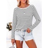 image:imageANRABESS Women Boat Neck Top Fall Long Sleeve Shirts Layer TeeWhite Black Stripe