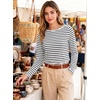 image:imageANRABESS Women Boat Neck Top Fall Long Sleeve Shirts Layer TeeWhite Black Stripe