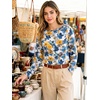 image:imageANRABESS Women Boat Neck Top Fall Long Sleeve Shirts Layer TeeWhite Yellow Floral