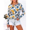 image:imageANRABESS Women Boat Neck Top Fall Long Sleeve Shirts Layer TeeWhite Yellow Floral