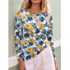image:imageANRABESS Women Boat Neck Top Fall Long Sleeve Shirts Layer TeeWhite Yellow Floral