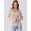 image:imageANRABESS Women Long Sleeve Shirts Scoop Neck Fall Ribbed TopsBeige