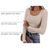 image:imageANRABESS Women Long Sleeve Shirts Scoop Neck Fall Ribbed TopsBeige