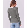 image:imageANRABESS Women Long Sleeve Shirts Scoop Neck Fall Ribbed TopsBlack White Striped
