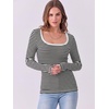image:imageANRABESS Women Long Sleeve Shirts Scoop Neck Fall Ribbed TopsBlack White Striped
