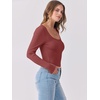 image:imageANRABESS Women Long Sleeve Shirts Scoop Neck Fall Ribbed TopsBrick Red