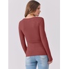 image:imageANRABESS Women Long Sleeve Shirts Scoop Neck Fall Ribbed TopsBrick Red
