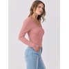 image:imageANRABESS Women Long Sleeve Shirts Scoop Neck Fall Ribbed TopsCoral