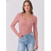 image:imageANRABESS Women Long Sleeve Shirts Scoop Neck Fall Ribbed TopsCoral