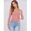 image:imageANRABESS Women Long Sleeve Shirts Scoop Neck Fall Ribbed TopsCoral