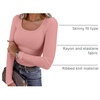 image:imageANRABESS Women Long Sleeve Shirts Scoop Neck Fall Ribbed TopsCoral