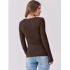 image:imageANRABESS Women Long Sleeve Shirts Scoop Neck Fall Ribbed TopsDark Brown