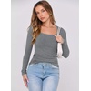 image:imageANRABESS Women Long Sleeve Shirts Scoop Neck Fall Ribbed TopsDark Grey